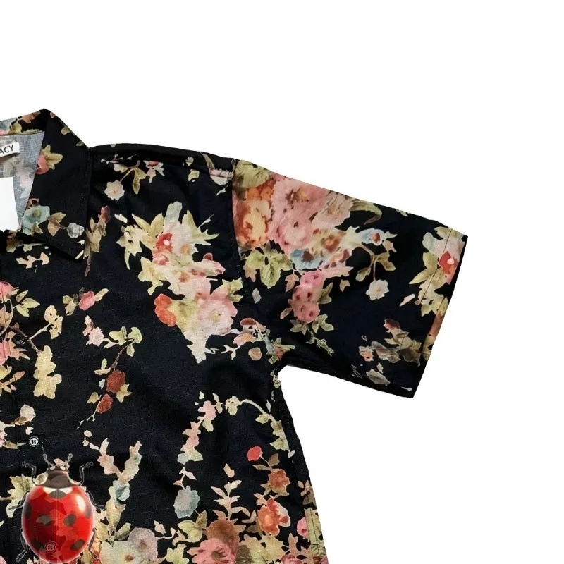 Our Legacy Flower Print Short Sleeve Shirts Men Women High Quality Hawaii Beach Loose Casual Shirts Clothing