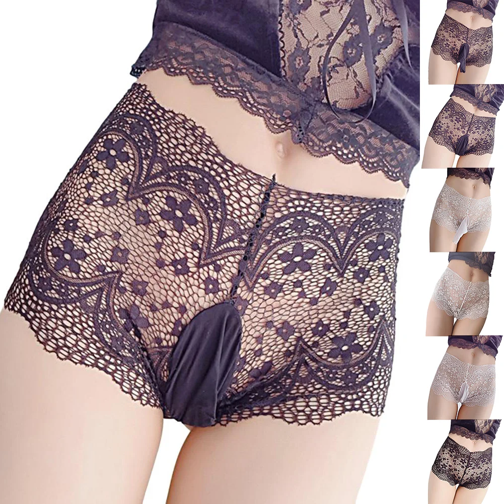 Men Women Sexy Underwear Lace Sexy Briefs Sheer Panties See Through Lingerie Elastic Gay Temptatio JJ Sleeve Erotic Lingerie