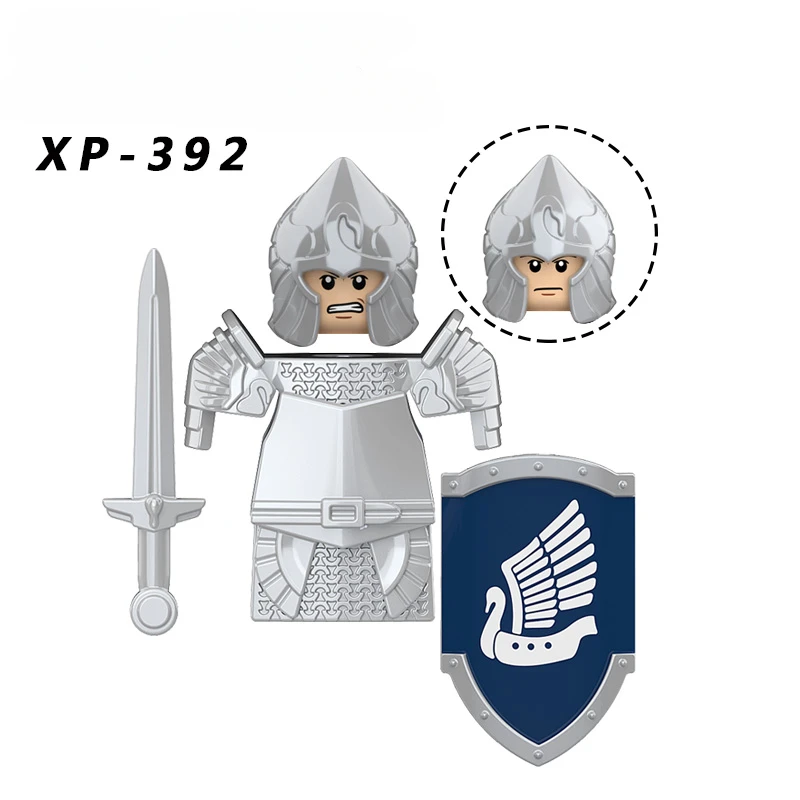 KT1051 Gondor Medieval Knight Building Blocks Figures Lancer Archer Soldier Minifigures With Helmet DIY Bricks Toys For Gift view 5