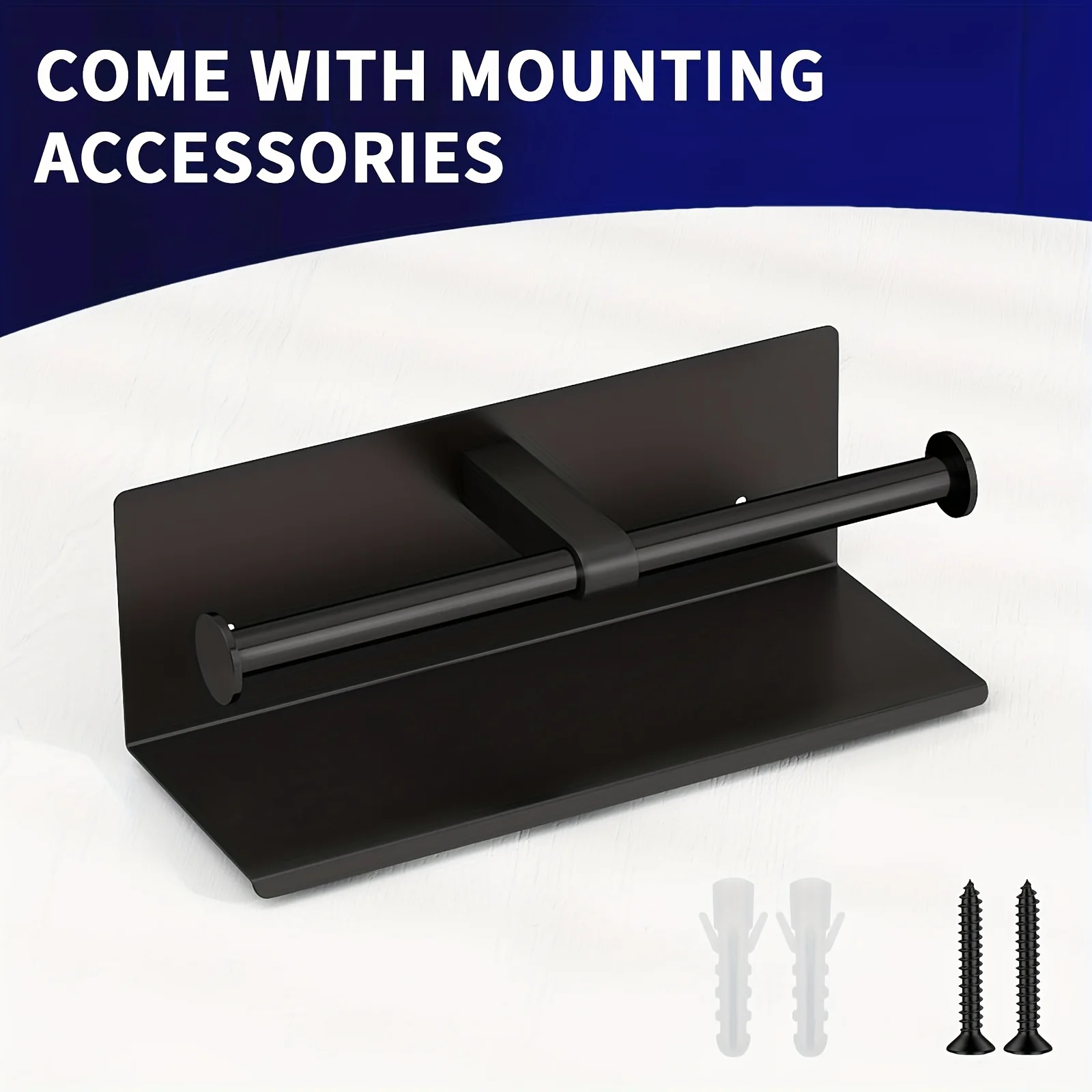 

Toilet Paper Holder - Double Rolls Toilet Tissue Holder with Wipes Storage Wall Mounted by Adhesive Pad No Drilling or Screw