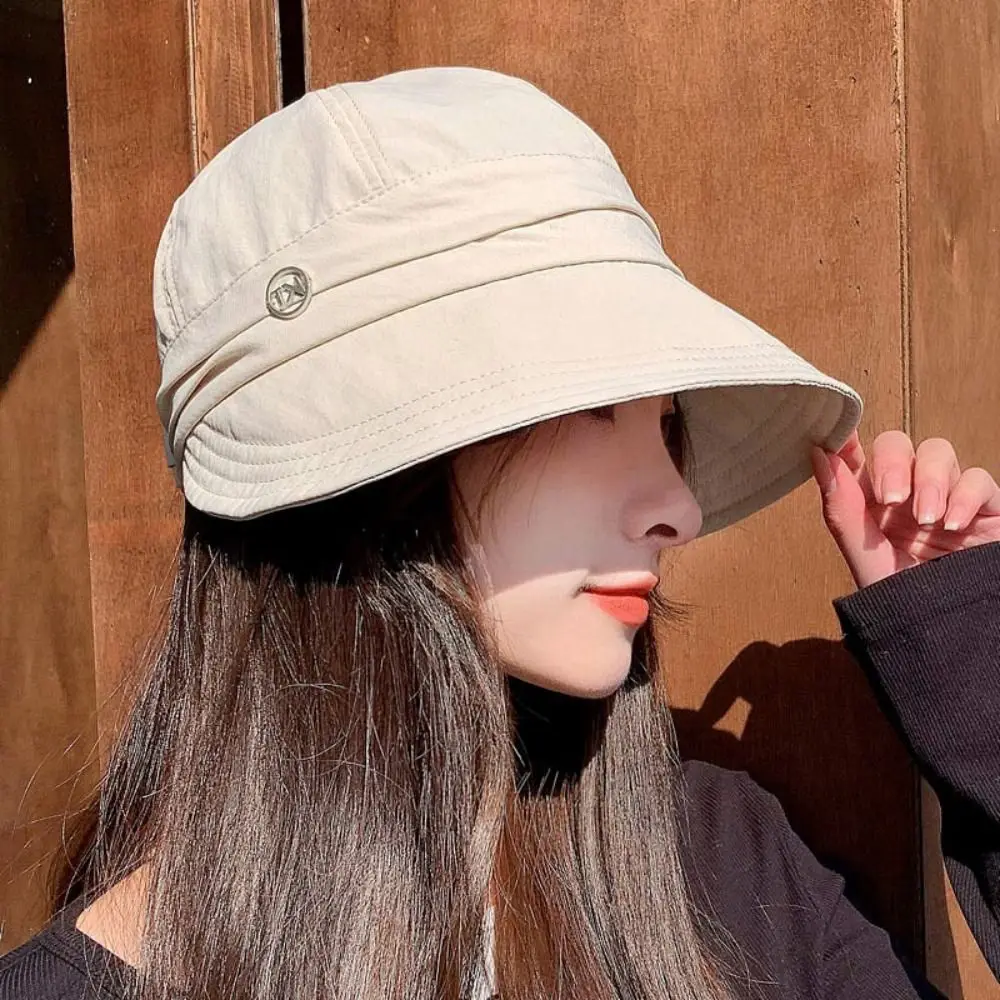 Adjustable Sunshade Hat Simple Anti-UV Foldable Visor Cap Spring Summer Big Brim Outdoor Sun Hat for Women Men