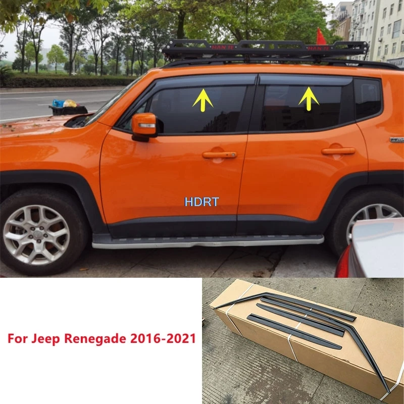 

Car Window Visor Deflector Sun Rain Shelter Weather Shield Cover Protector Decoration Accessories For Jeep Renegade 2016-2021