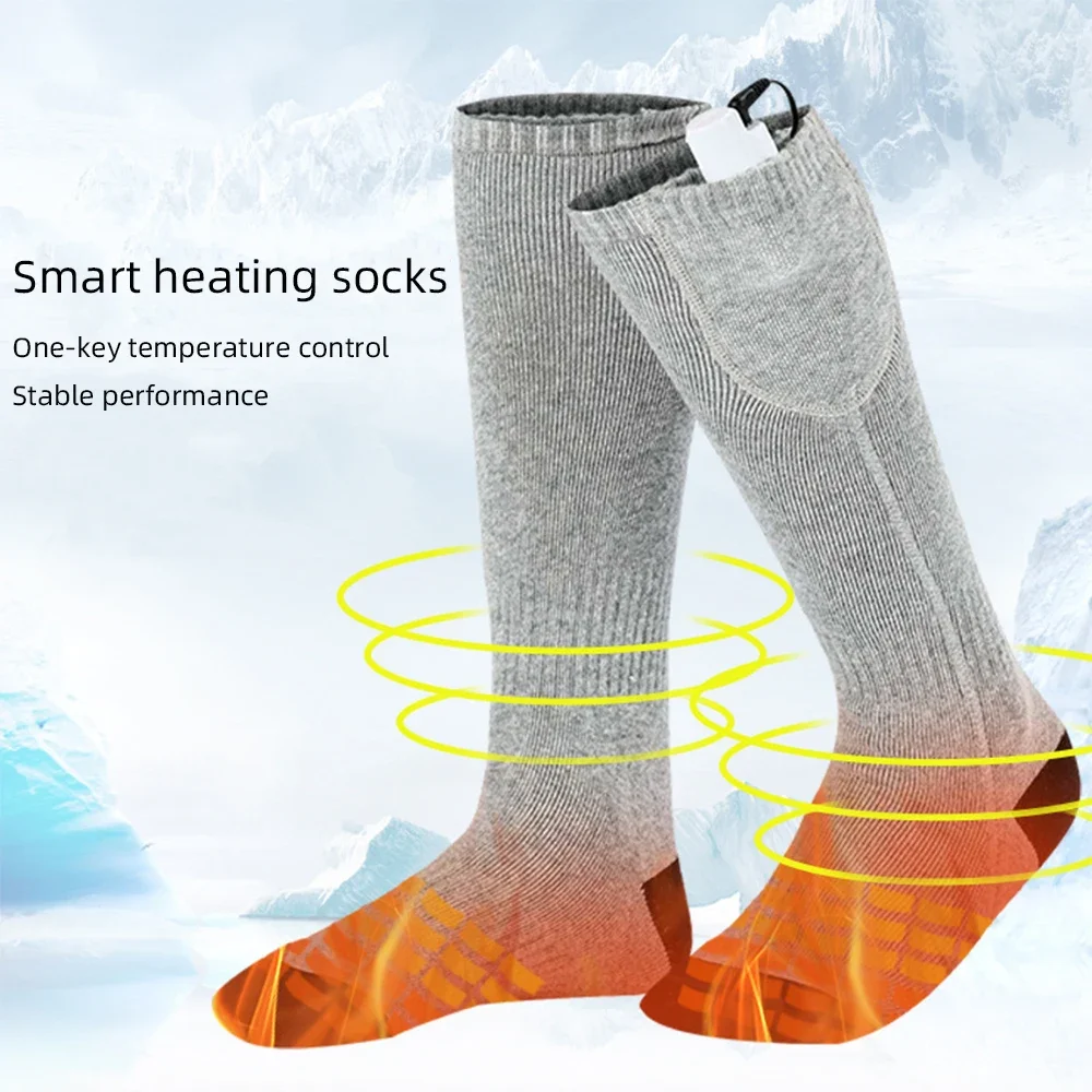 Inverno frio bateria recarregável aquecida meias de esqui térmicas carregamento usb meias de aquecimento dos homens meias esportivas para esqui