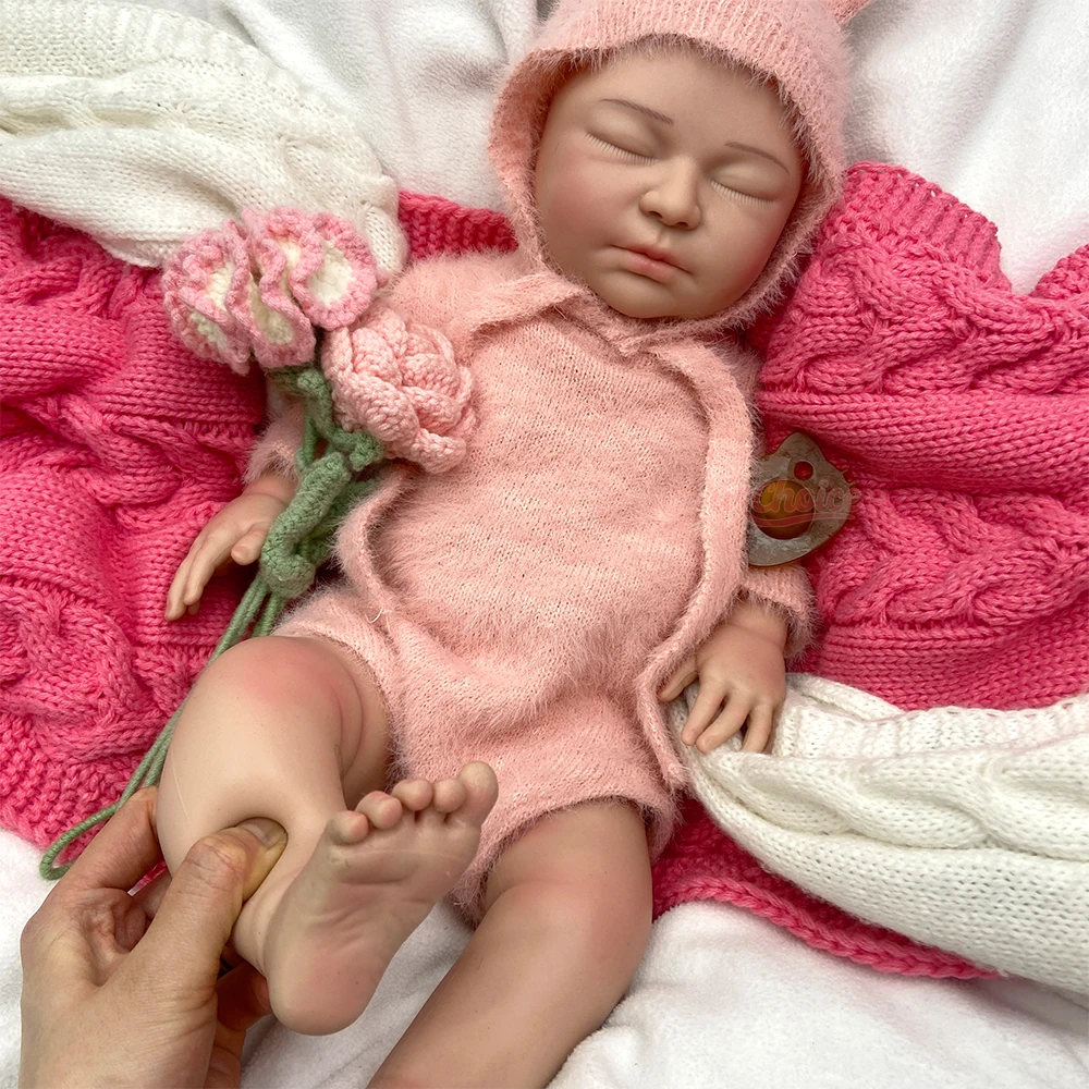22-calowa silikonowa lalka reborn dziewczynka z pełnym ciałem, może używać smoczków, realistyczna lalka noworodek, miękka, wodoodporna, prezent urodzinowy