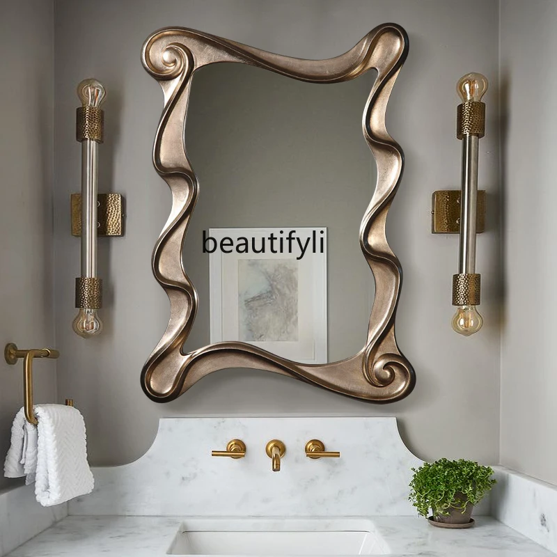 Bathroom dressing, art wall mirror, bathroom led light anti-fog wall hanging  decorative American minimalist mirror