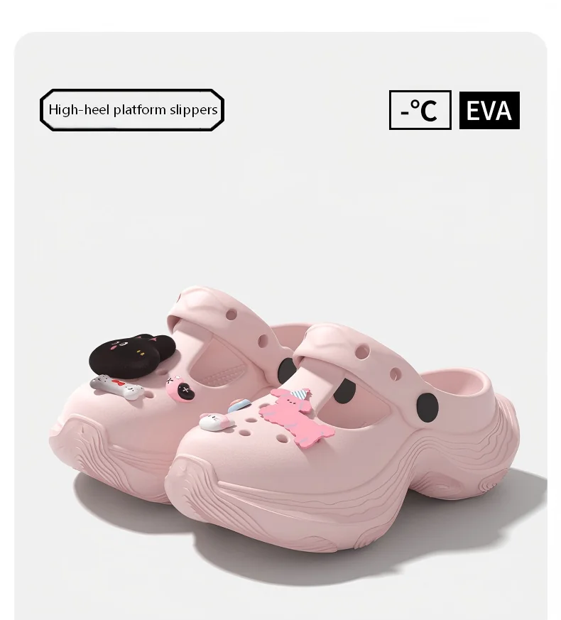 SHAJI Sommer Modische Rutschfeste Clogs für Damen, 2026 Neue Rosa Plateau-Slides Lässige Outdoor-Kleidungs-passende Schuhe – Detail 1