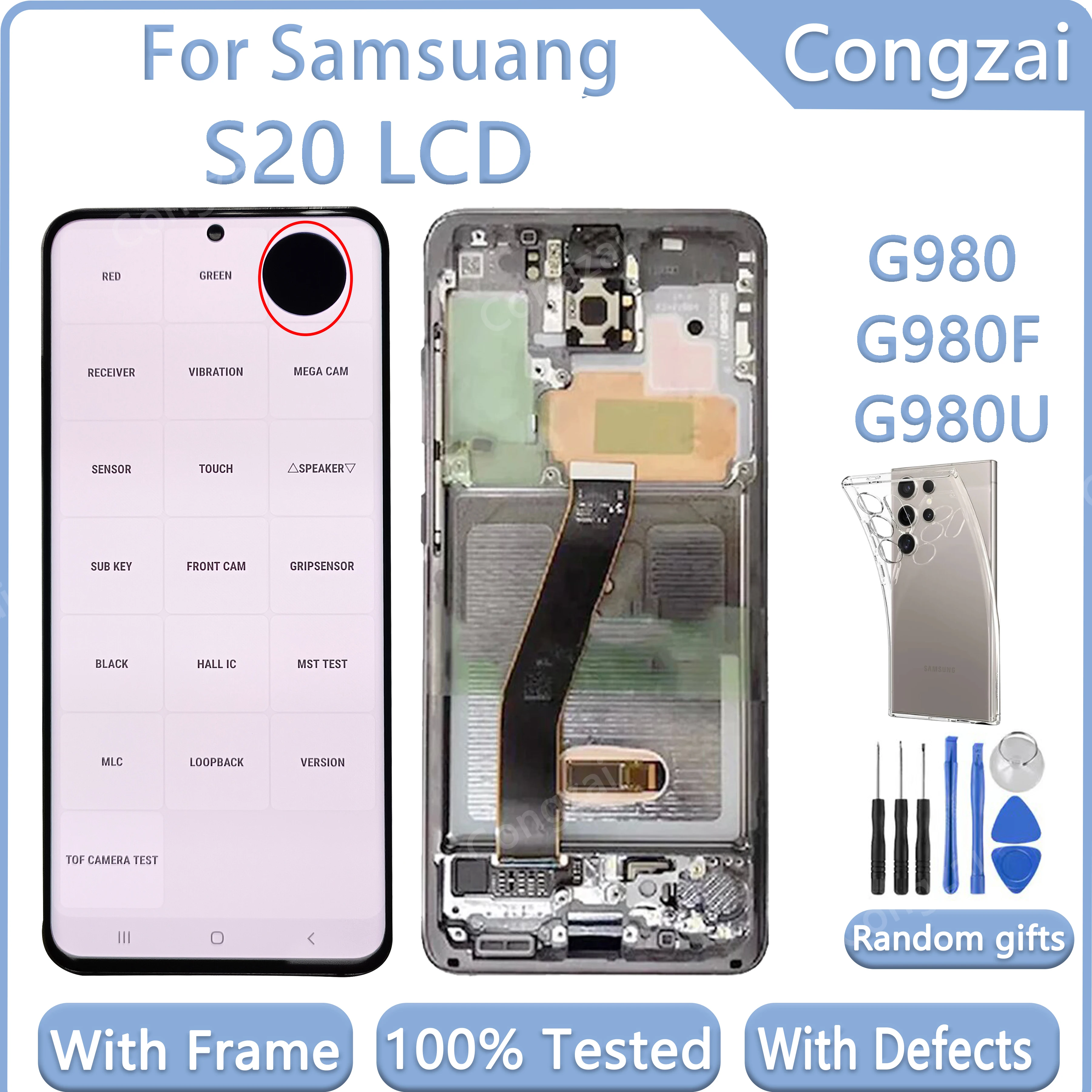 Original AMOLED S20 LCD For Samsung Galaxy S20 LCD With Frame G980 G980U G980F/DS Display Touch G981B Screen Digitizer Assembly