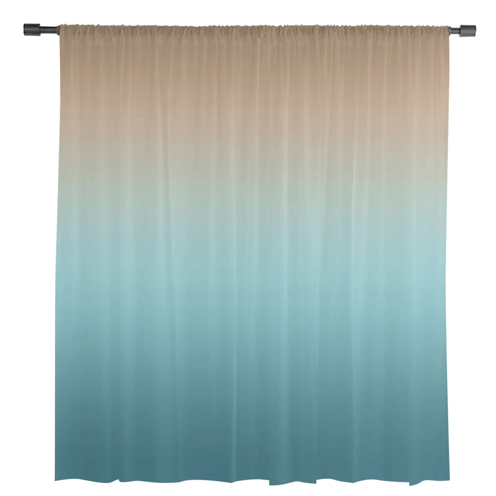 Turquoise Brown Gradient Sheer Curtains for Living Room Decoration Window Curtains for Kitchen Tulle Voile Organza Curtains