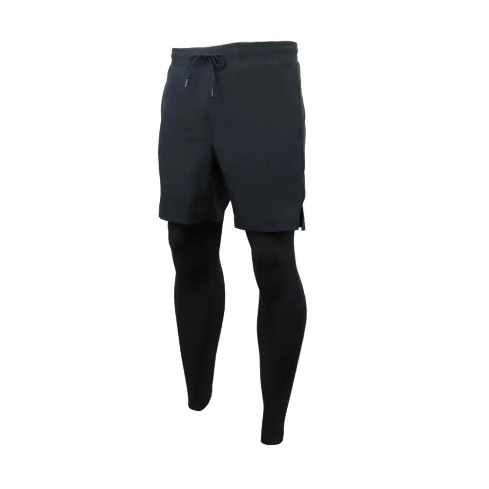 U6Z1-Double Calças de Camada, 2 em 1, Alta Elástica, Secagem Rápida, Respirável, Jogging, Confortável, Corrida, Sportswear, Basquete, Ginásio, U6Z1