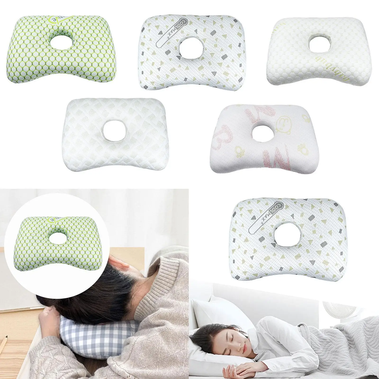 

Ear Piercing Pillow Comfortable Cotton Filling Neck Head Support with A Hole