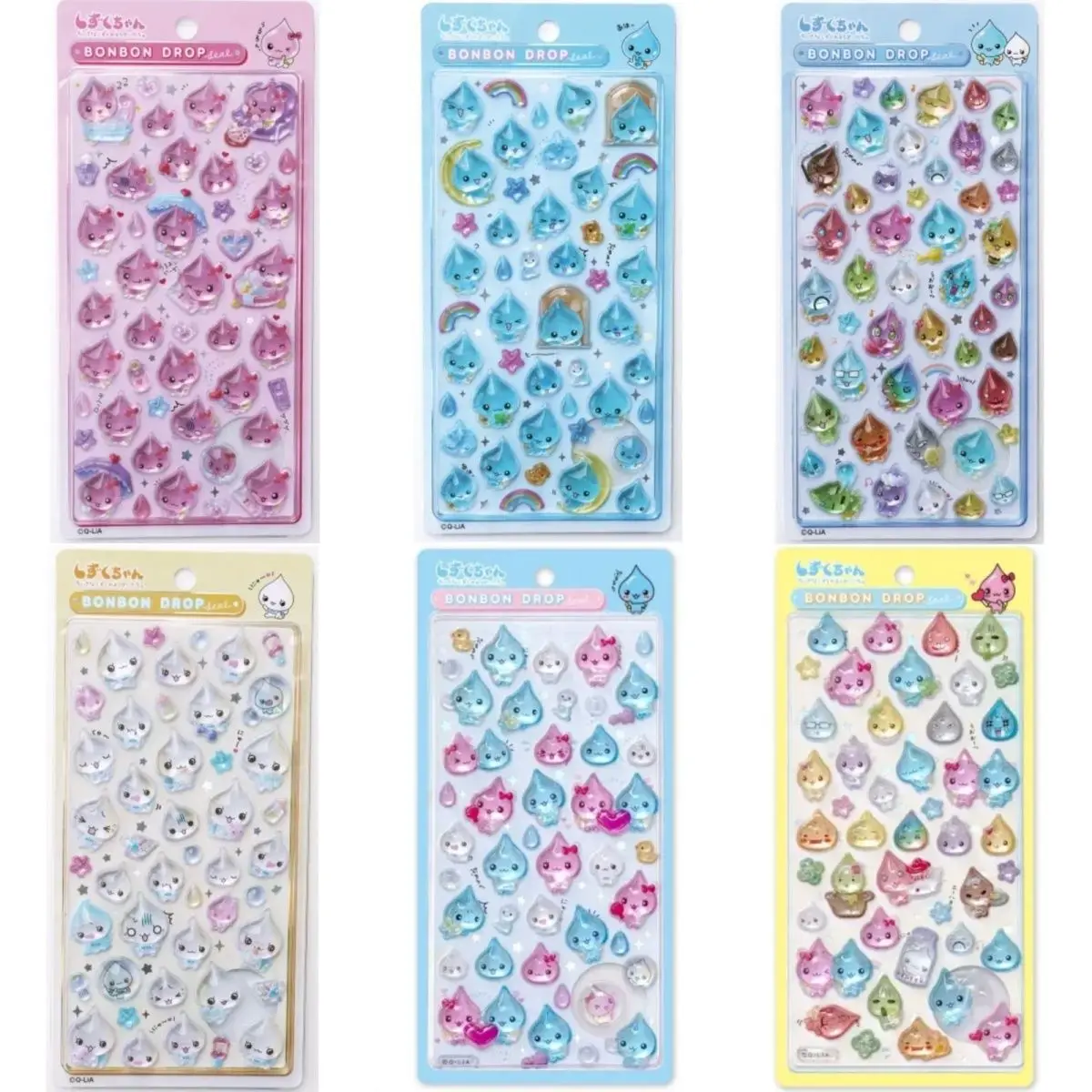 3D Crystal Water Drop Stickers Cute Epoxy Resin Embossed Decals Retro Kawaii Raindrop Stickers for Journal Scrapbooking