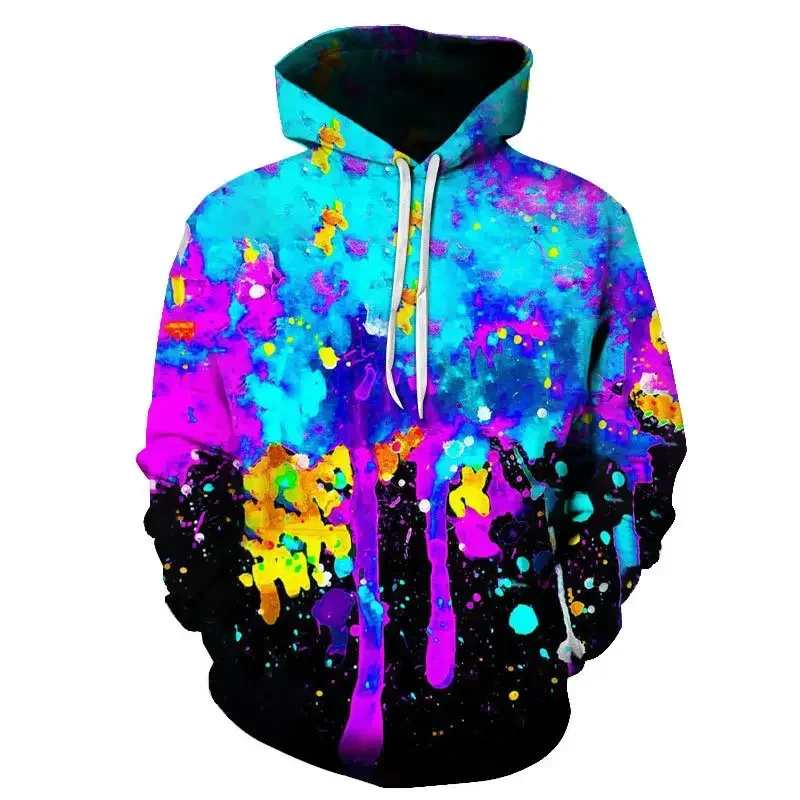 

New Colorful Fun Hoodie 3d Fluorescence Sweatshirt Men/Women Autumn And Spring Coat Clothing Funny Jacket Black Hoodies Clothing