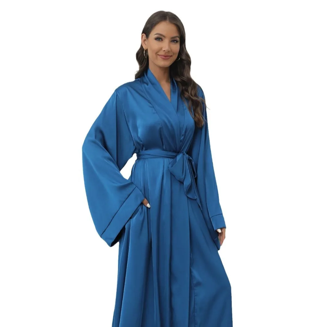 Zhiyiduoduo nuevo vestido cárdigan de dopamina Color sólido bata elegante 21763 vestido largo bata Abaya Ramadán Dubai lujo Islam elegante