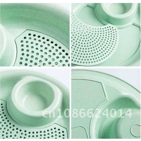 

Creative Plastic Dumpling Plate with Vinegar Round Dinner Plate Double Layer Dumpling Plate Kitchen Drainable Fruit Basket