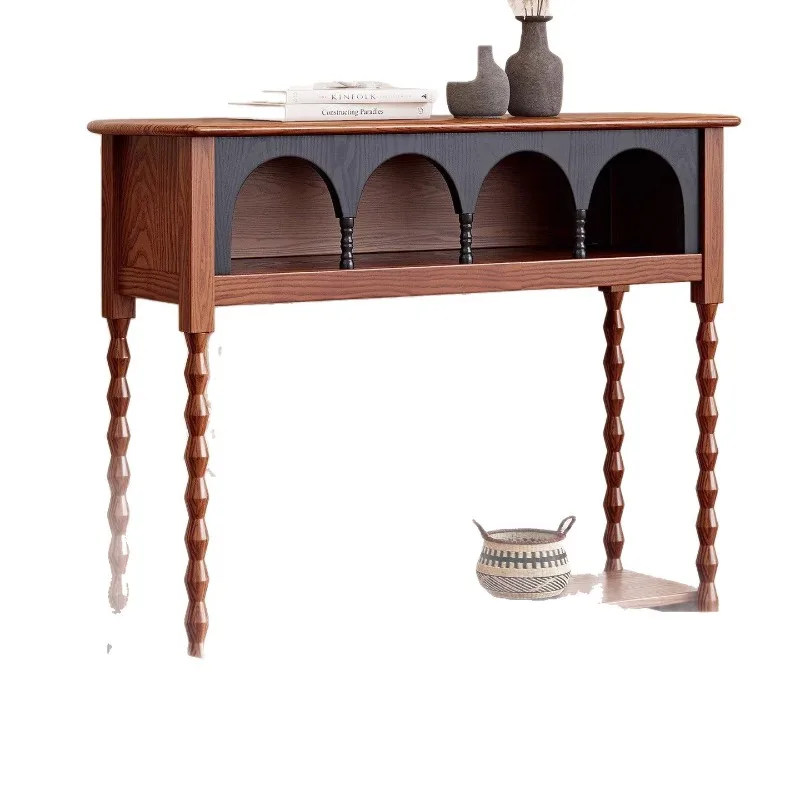 

Medieval style solid wood entrance cabinet home living room entrance decoration cabinet