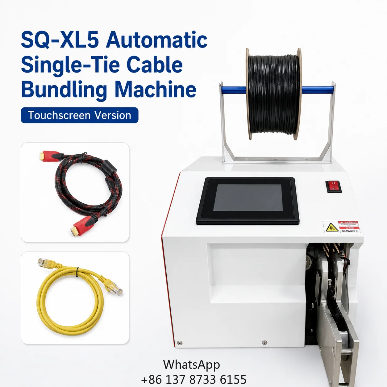 0.6s Fast Cycle Wire Winding And Tying Machine 5-30 Mm Diameter Touch Screen For AC/DC Power Cord Harness