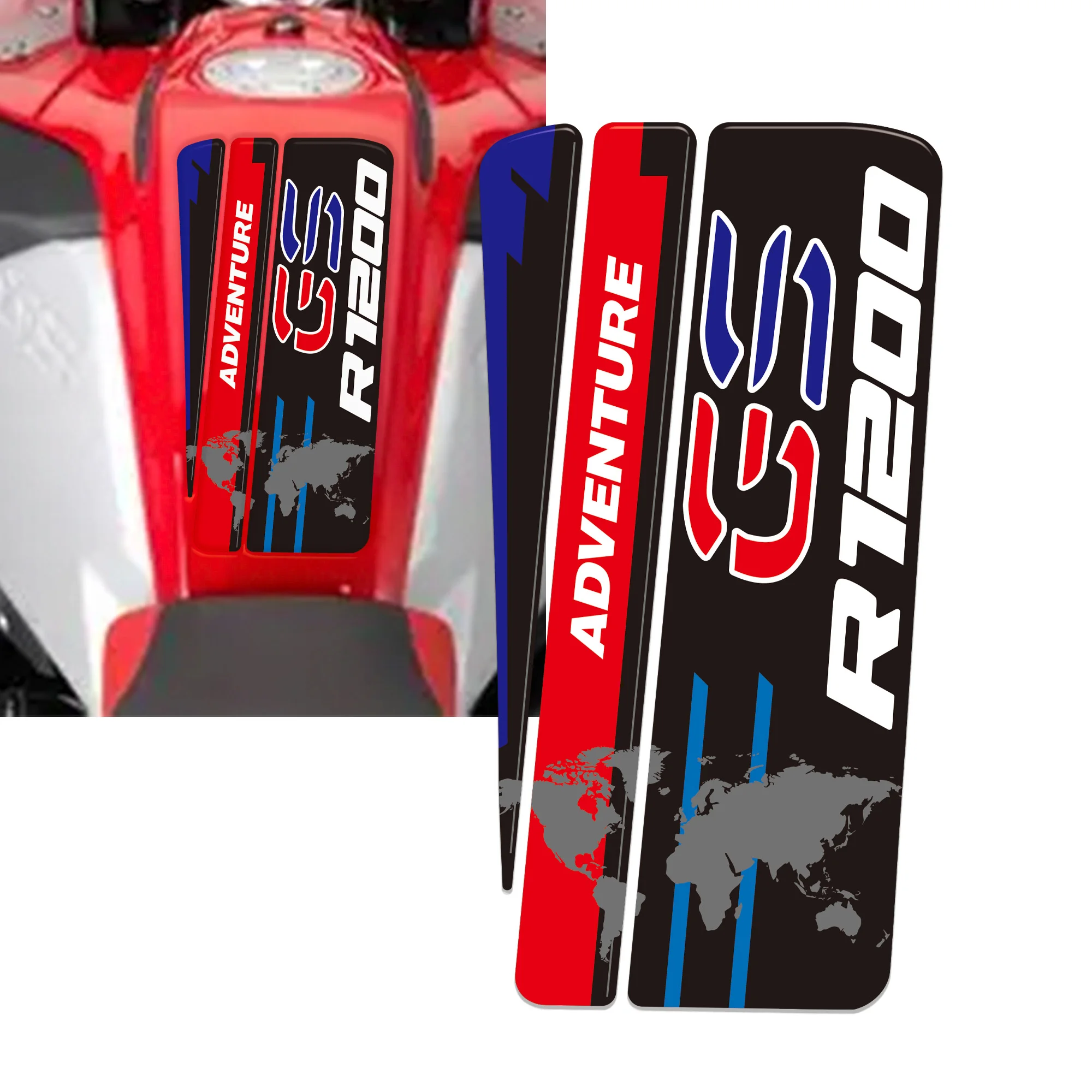 3D Motorcycle Tank Protection Stickers Kit Compatible with BMW R1200 GS Adventure 2014-2019