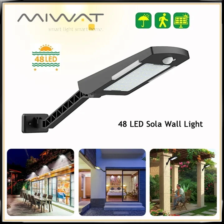 

Solar Light Outdoor Waterproof 48LED Wall Light with Sensor Motion Solar Street Light 3 Modes Security Garden Yard Street