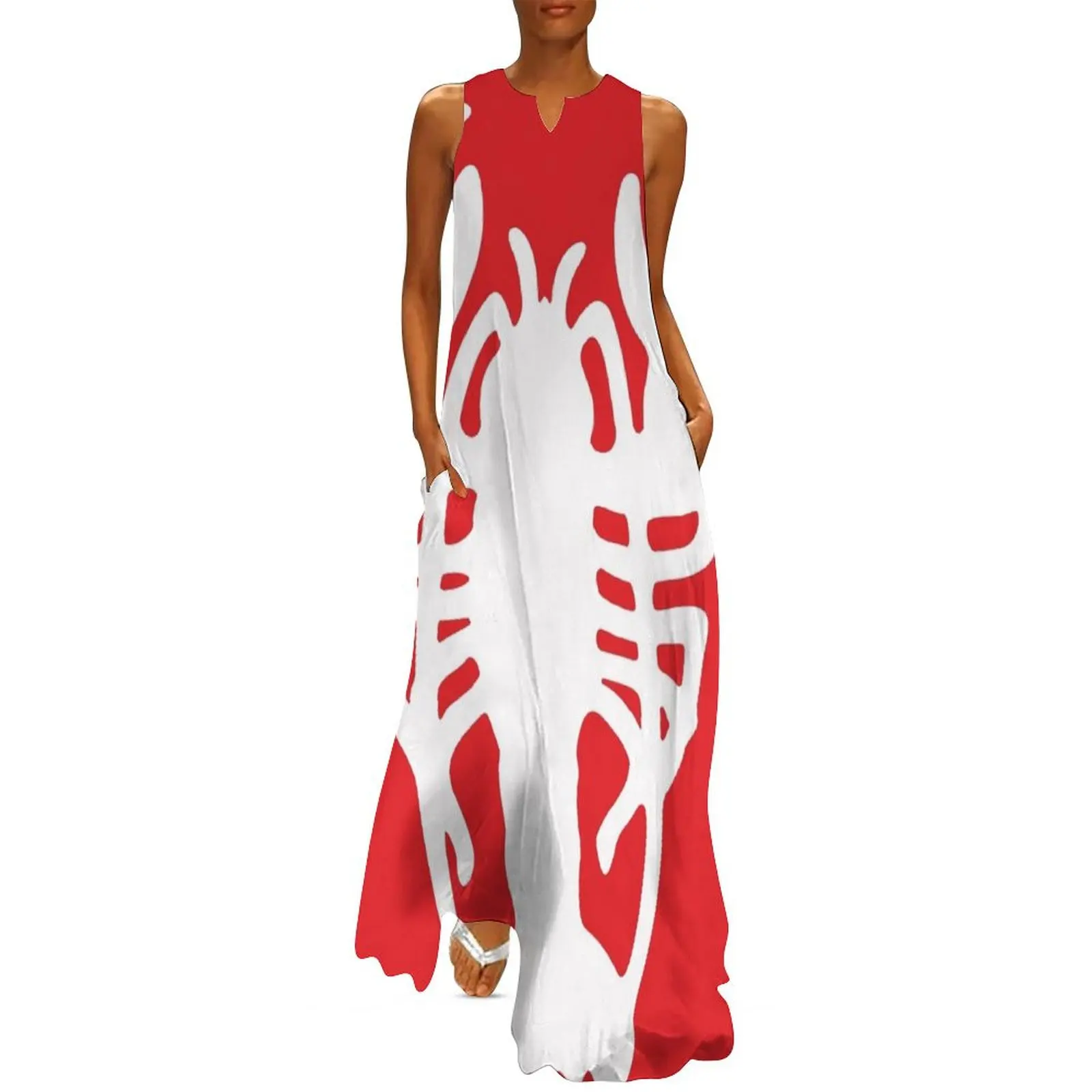 

White Lobster on Red Background Long Dress dress summer women's fashion dresses clothes for woman Dress