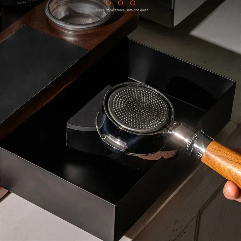 51-58mm Coffee Tamper Station Stand with Knock Box Wooden Coffee Organizer Box for Portafilter Tamper Distributor &Puck Screen 5