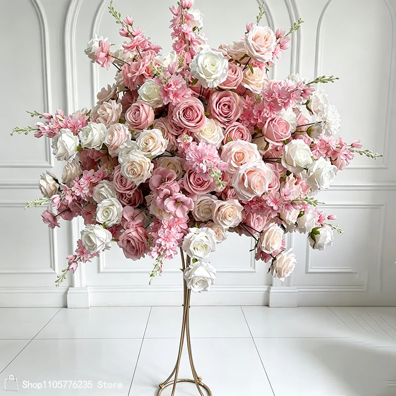 Große Künstliche Rosen-Delphinium-Blumenkugel als Hochzeitstisch-Mittelstück, Blumenarrangement für Party, Bankett, Gangdekoration und Veranstaltungsortdekoration – Detail 8
