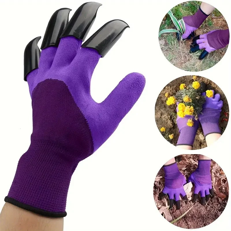 With Claws Gardening Gloves Stab Resistant Waterproof Wear-resistant Grass Pulling Soil Digging Security Protection Garden Glove