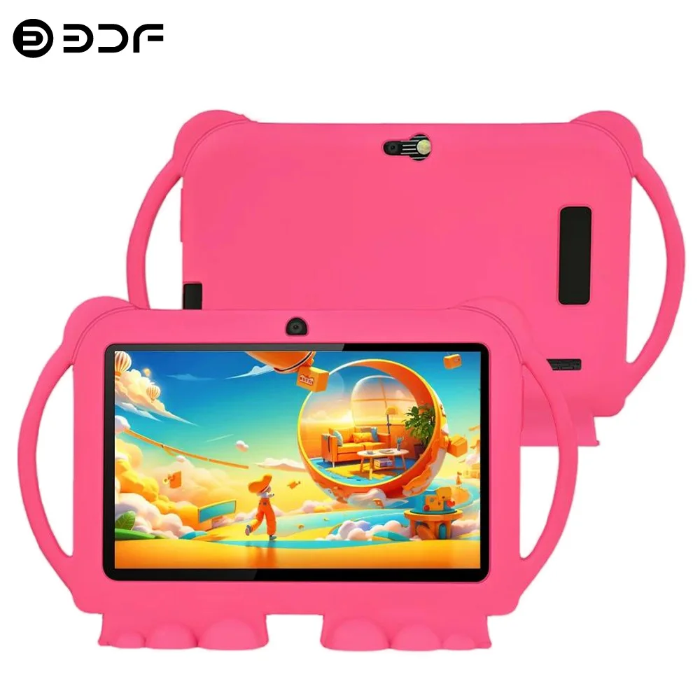 2025 Hot Christmas gifts 7 Inch Kids Tablets Quad Core 4GB+64GB ROM Android 13 Dual Cameras WiFi Tablet Portable protective case