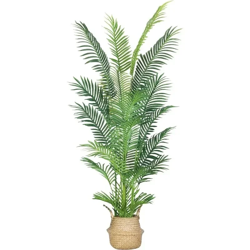 4.5 FT Artificial Palm Tree,Faux Areca Palm Plant with Real Touch Leaves and Adjustable Branches,Fake Tropical Palm Tree