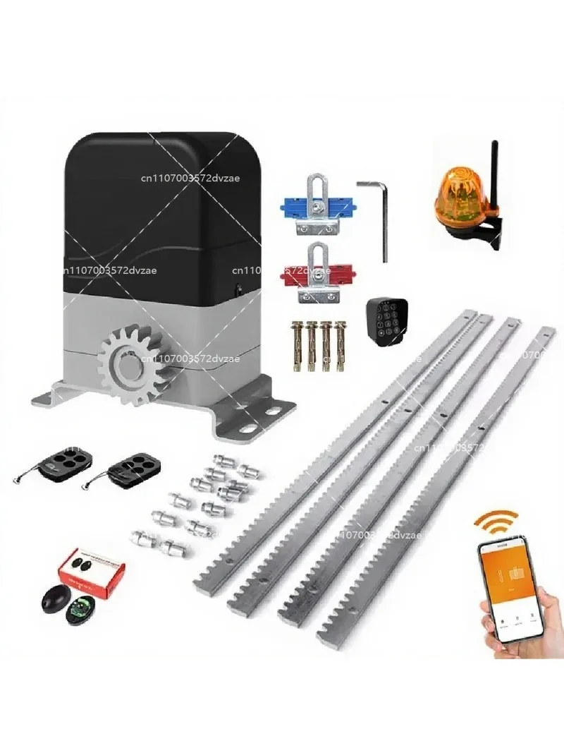 Electric Sliding Gate Opener Motor Automatic Gate Door Operators Kit with 4m Steel Rack Infrared Sensor