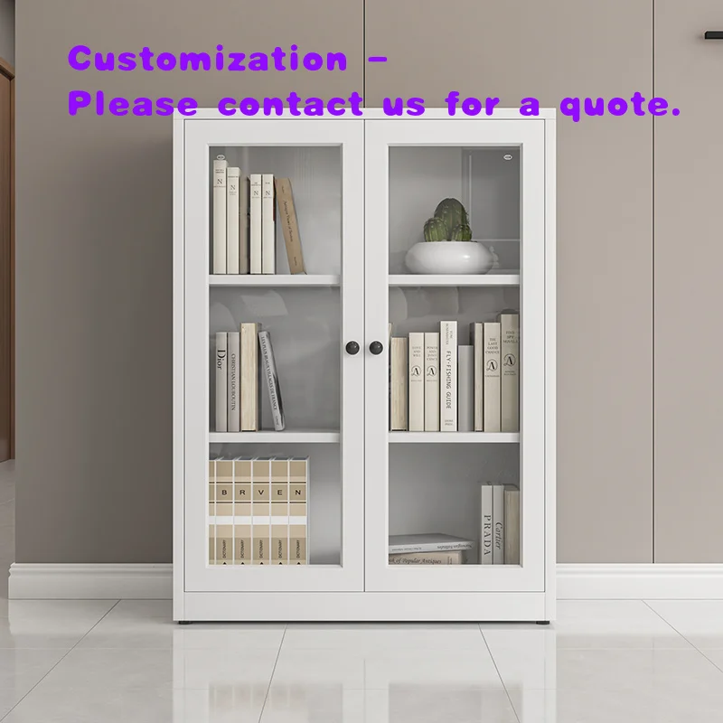 custom.Customized Modern White Glass Door Display Bookcase High Quality Stainless Steel Storage Living Contemporary Home Fur