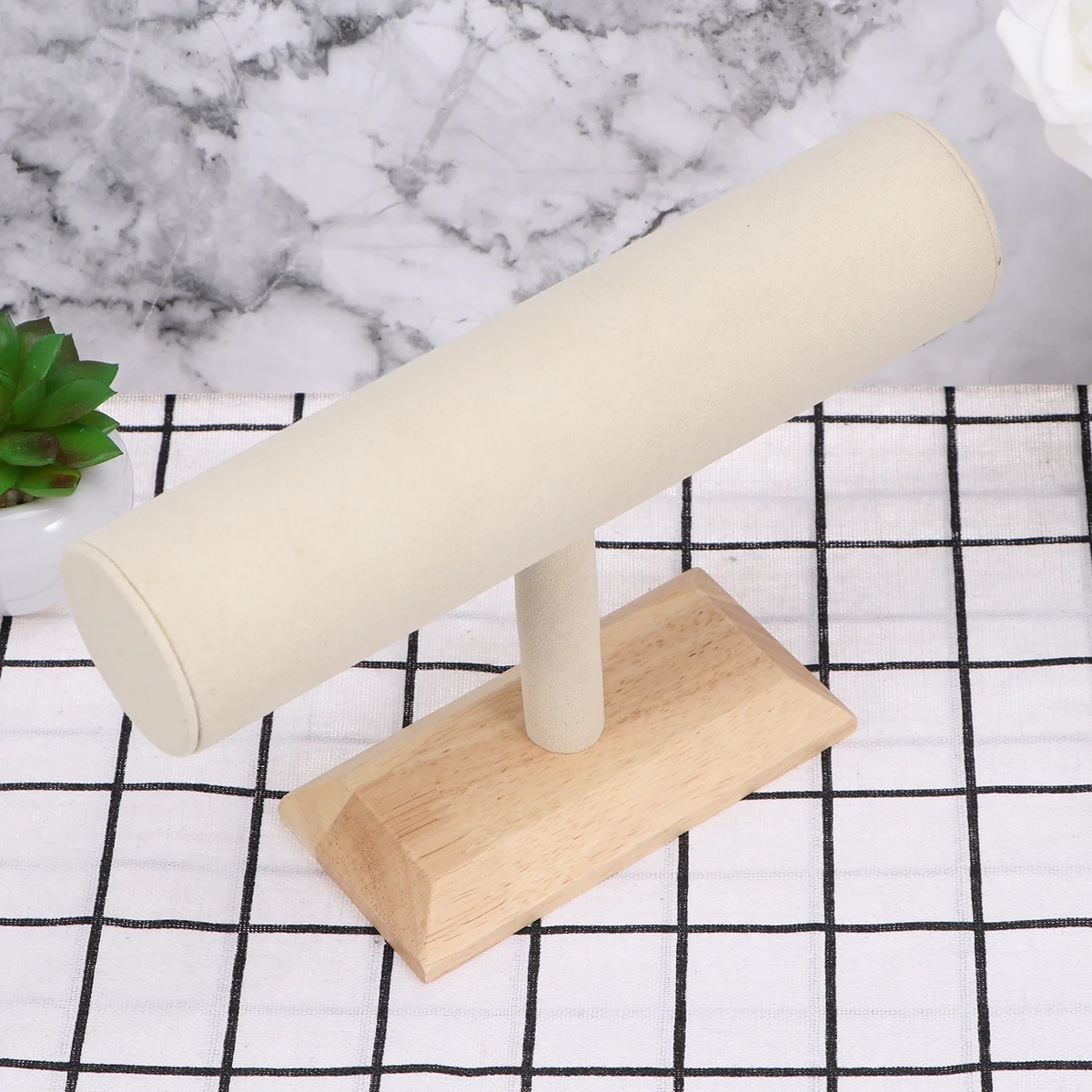 

T-Shape Wooden Bracelet Stand Bangle Holder Display Rack Jewelry Organizer Compact Disassemblable Storage Decorative for Home Or