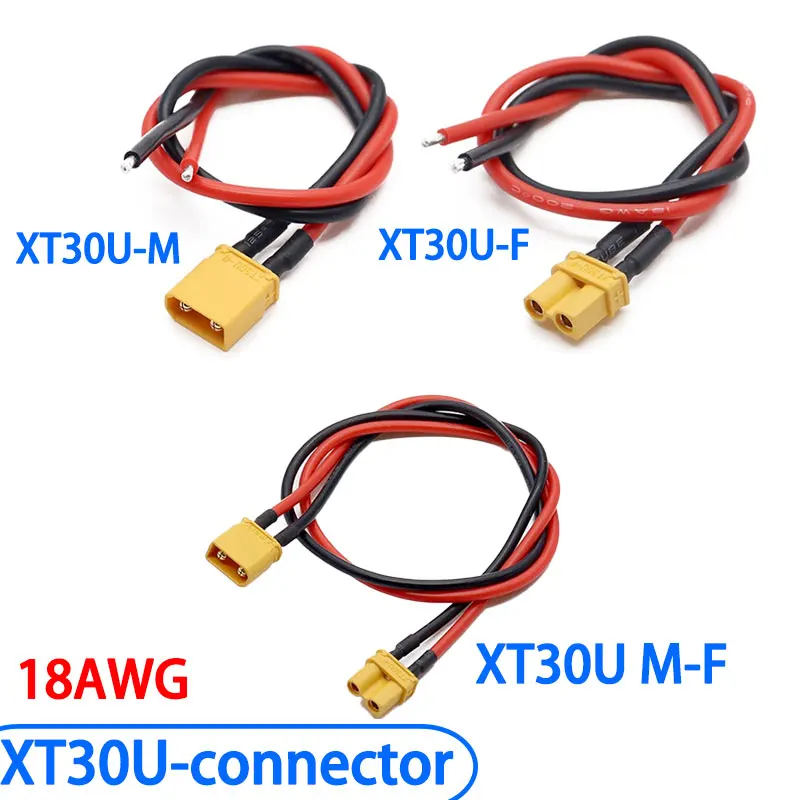 

XT30U Plug Connector Male / Female with 18AWG Cable Dual Extension Battery for RC Battery Cable