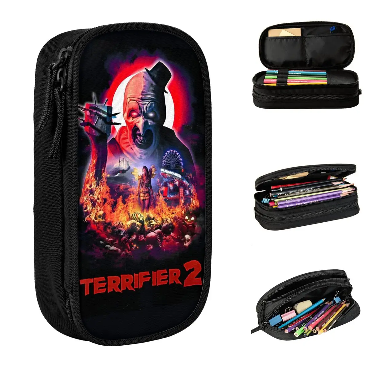 Terrifier Horror Clown Pencil Case Fun Pen Box Bag Girl Boy Big Capacity School Supplies Gift Pencilcases