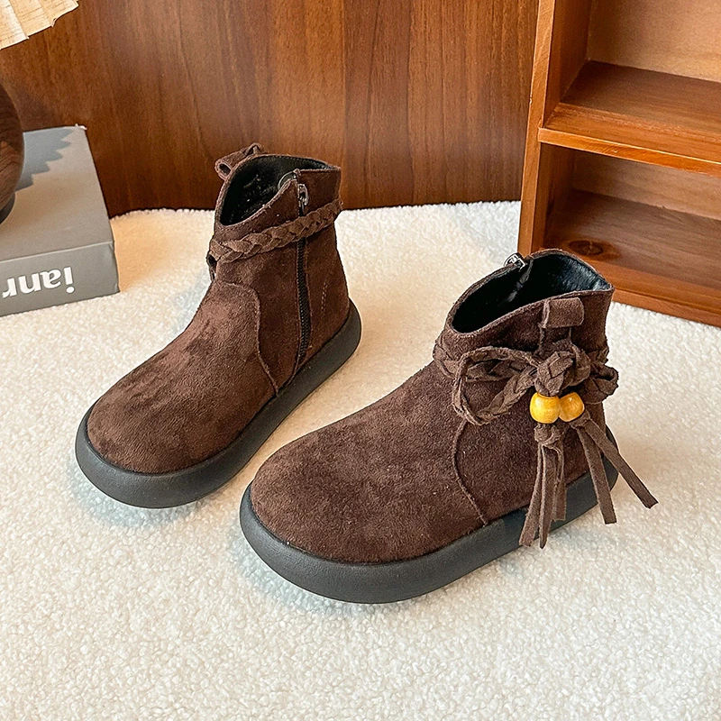 الحلو شرابة تصميم فتاة الأميرة الجوارب 2025 الخريف والشتاء جولة رئيس لينة أسفل مريحة الأحذية الجلدية للأطفال #5