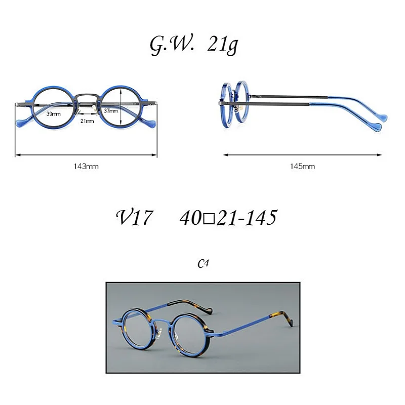 New Plate Metal Eyeglass Frame Retro Round Men\'s And Women\'s Eyeglass Frame High-quality Metal Optical Prescription Frame V17