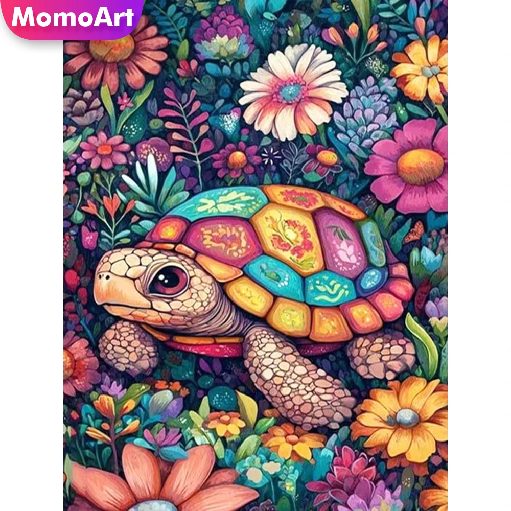 Momoart DIY Elmas Mozaik Kaplumbağa Hayvan İğne Oyası Seti Elmas Boyama Çiçek Yeni Gelen Nakış Çocuk Hobisi