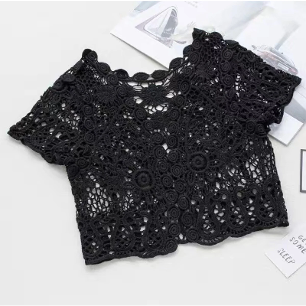 White Black Apricot Women Short Sleeve Shrug Bolero Lace Wedding Bridal Summer Jacket Elegant Lace Cape Knit Vest Vest Women