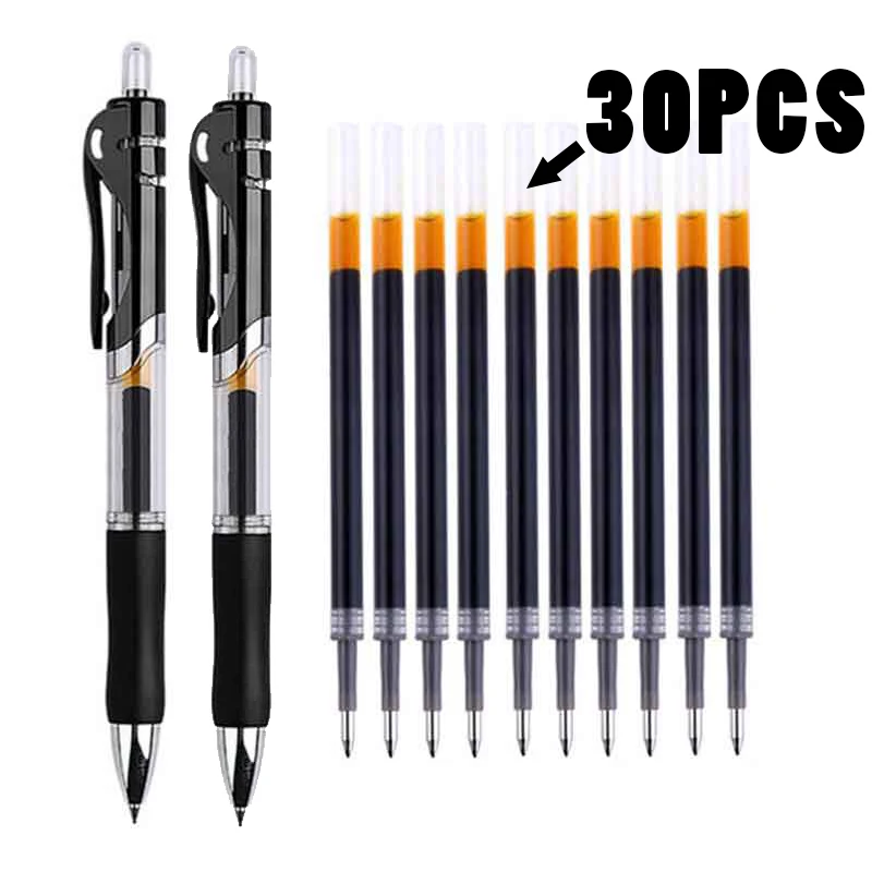 Retractable Gel Pens Set Black red blue Ink Colored Gel Pen 0.5mm Replaceable Refills school Supplies Stationery & Office