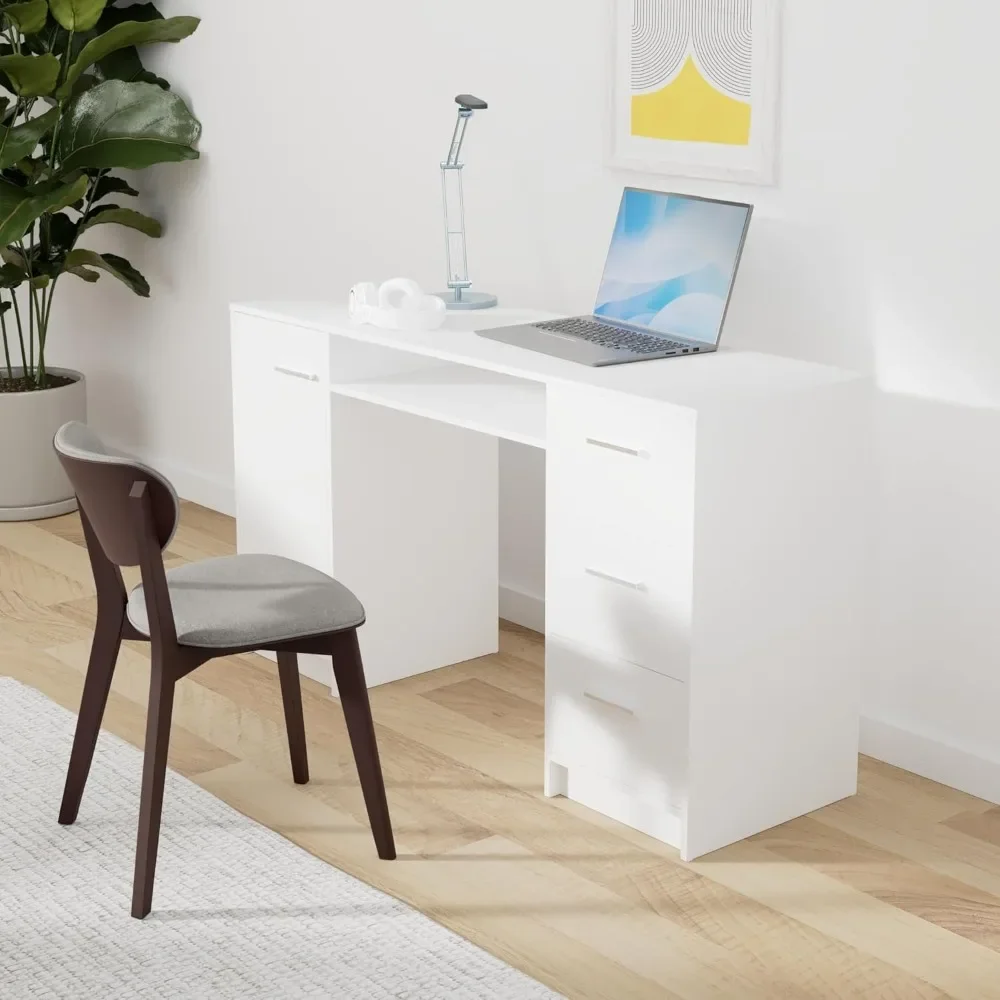 Modern Office Desk with Storage Drawers 53 inch, Study Desk for Home Office, Simple Style PC Table with 3 Drawers