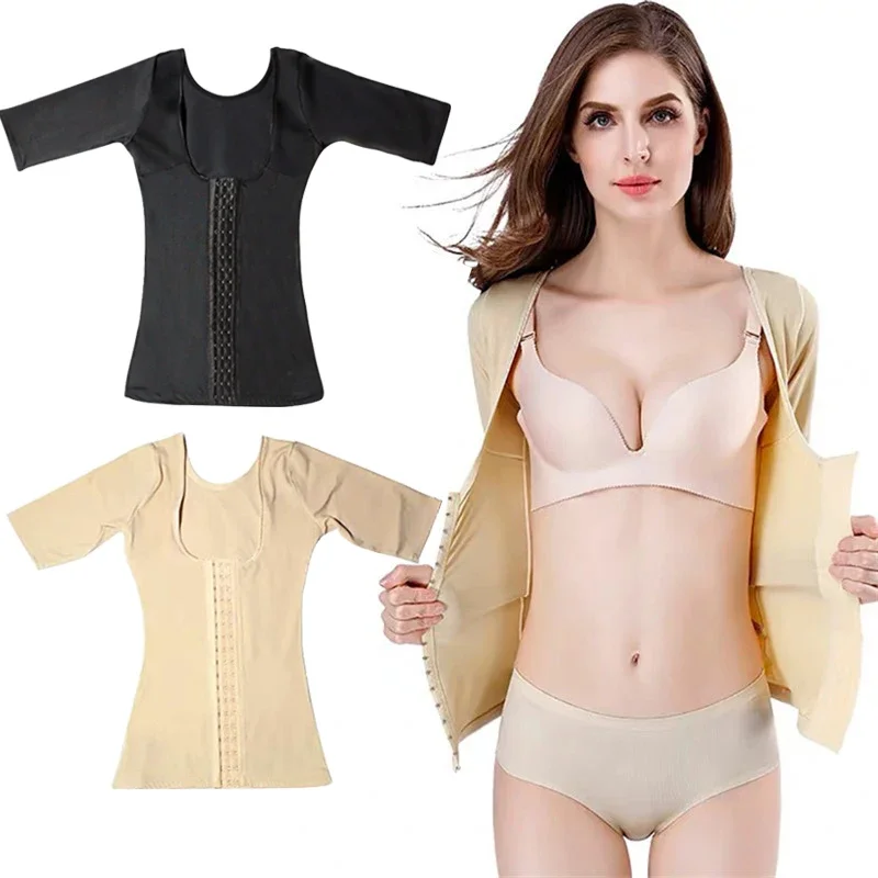 Faja moldeadora de cuerpo para Mujer, Corrector de postura de espalda con realce de pecho, Faja moldeadora de Control de barriga, camiseta sin mangas con mangas