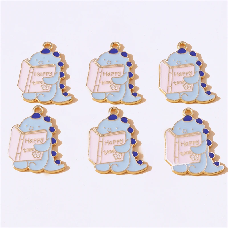 

Duarte 20Pcs/Lot Cartoon Animal Charms Enamel Dinosaur Read Book Charms Pendants for Jewelry Making DIY Necklaces Earrings Gifts