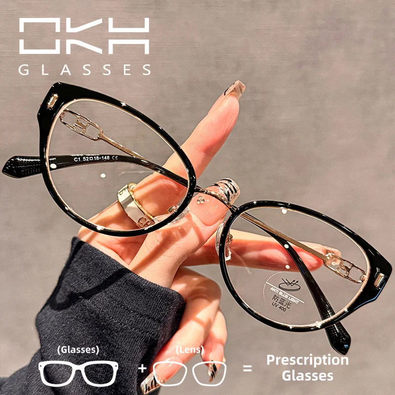 OKH Design Sense Trend إطار عين القطة TR90 إطار مضاد للضوء الأزرق لقصر النظر للرجال والنساء نظارات طبية للقراءة #1