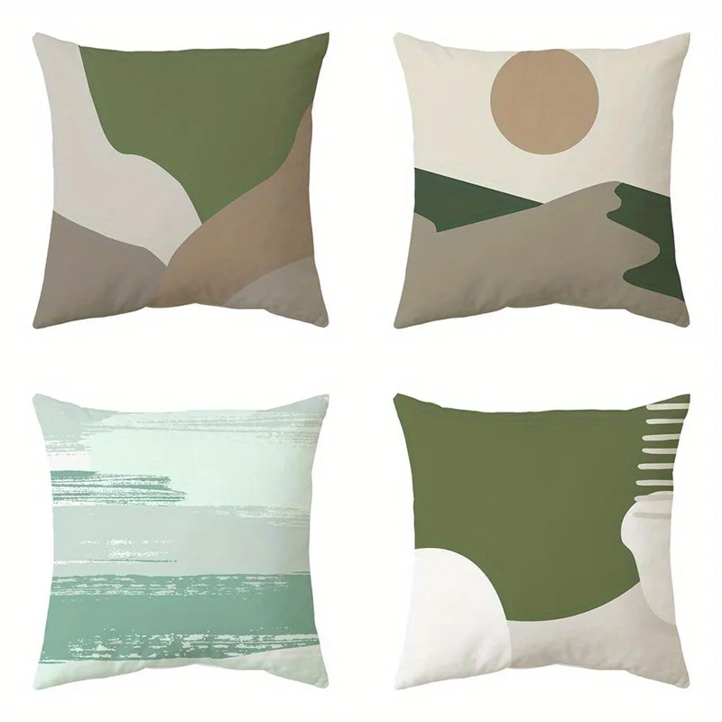Funda de almohada con estampado geométrico abstracto de doble cara, de felpa corta, adecuada para salas de estar, sofás, funda de cojín decorativo.