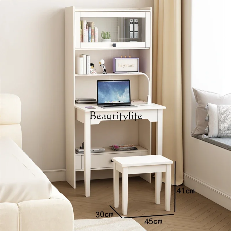 LXSolid Wood مكتب متكامل قابل للطي حديث قابل للسحب متعدد الوظائف رف كتب للطلاب SSS