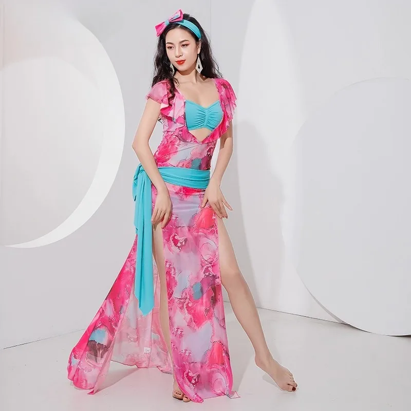Customized Belly Dance Dress 2025 New Printed Shaabi Baladi Cute Robe Practice Outfit Bellydance Costume Indian Clothes Women