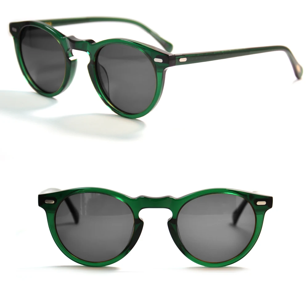 Trending Gregory Peck OV5186 Kreis Transparenter Achat Grüner Rahmen Polarisierte UV400 Sonnenbrille Retro Runde Sundown Fade Brillen – Detail 12