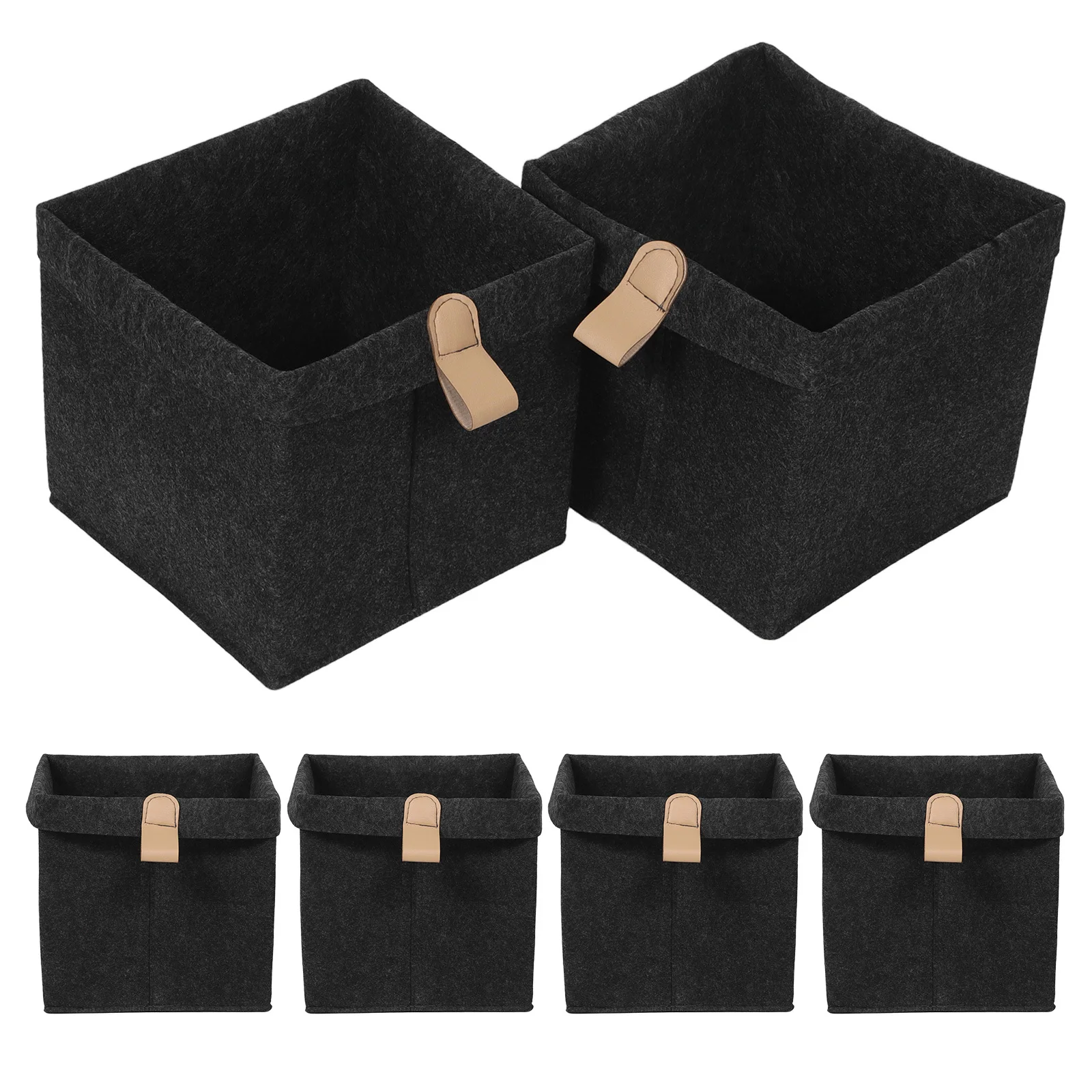 

6Pcs Foldable Cloth Storage Box Felt Cube Bin for Desktop Drawer Organizer Home Office Use Dark Grey Storage Cubes for Home