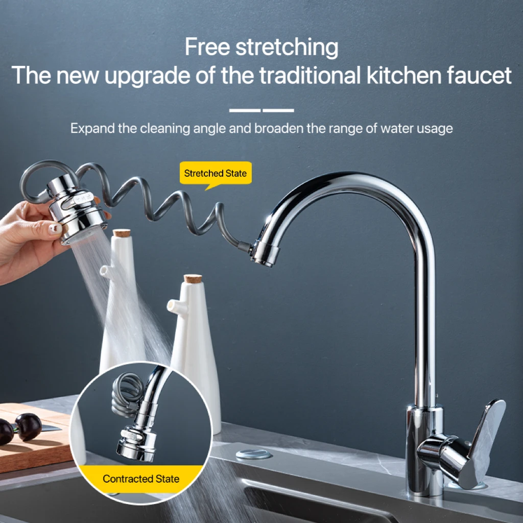 3 Modes Faucet Extender Pull-out Stretching Water-saving Faucet Splash-Proof Universal Bathroom and Kitchen Faucet Accessories