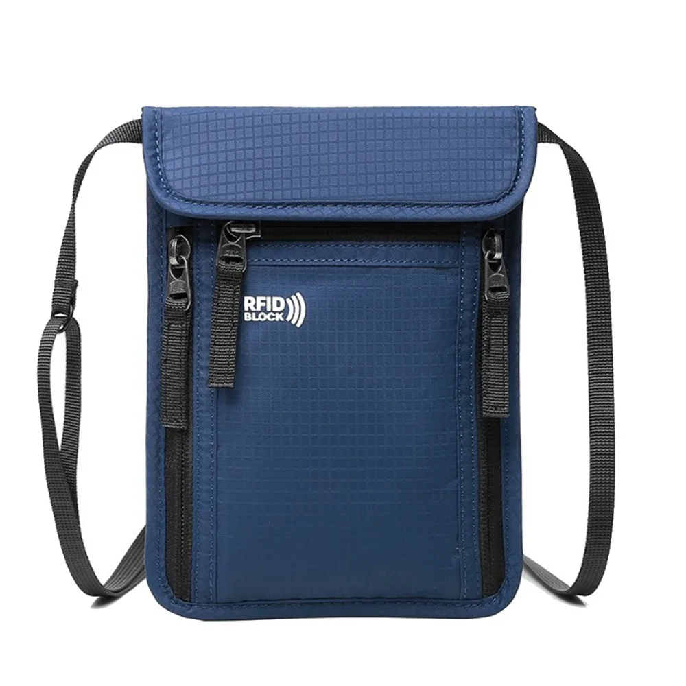 Unisex Nylon RFID Passport ID Bag Waterproof Multi-Functional ID Credit Card Holder Document Pouch Men