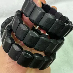 AAA Matte Black Tourmaline Stone Beads Bracelet Natural Energy Stone Bangle Gemstone Bracelet For Woman For Gift Wholesale !